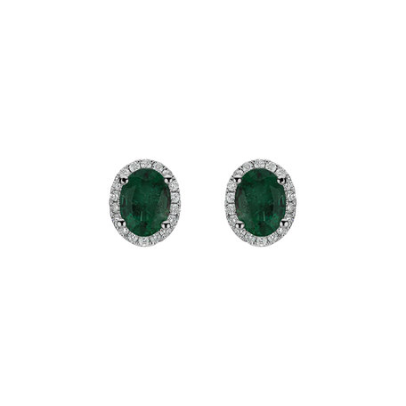 Diamond earrings with Emerald Princess