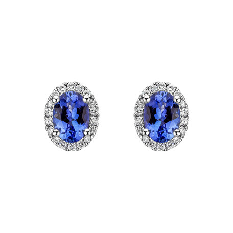 Diamond earrings with Tanzanite Princess