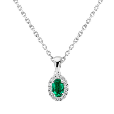 Diamond pendant with Emerald Princess