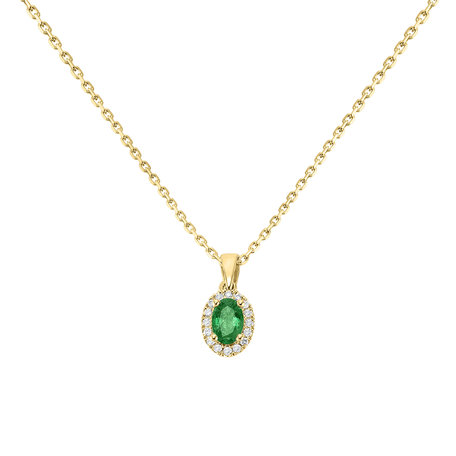 Diamond pendant with Emerald Princess