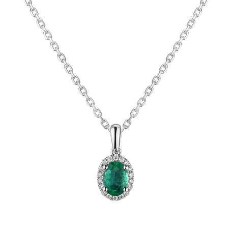 Diamond pendant with Emerald Princess