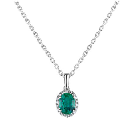 Diamond pendant with Emerald Princess