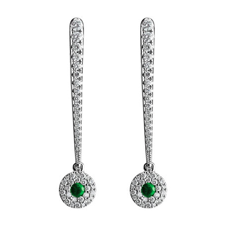 Diamond earrings with Emerald Sparkling Exclamation