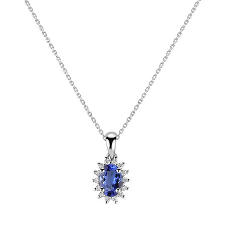 Diamond pendant with Tanzanite Princess Sparkle