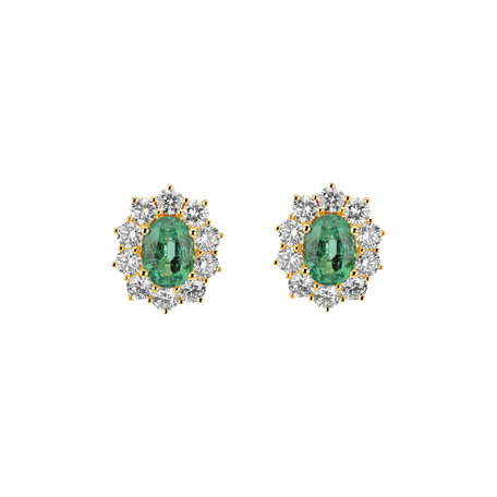 Diamond earrings with Emerald Princess Joy