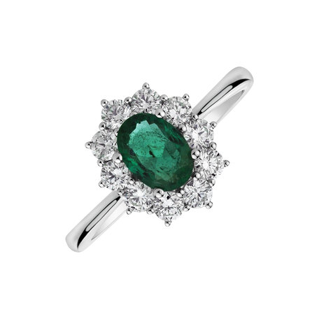 Diamond ring with Emerald Princess Joy