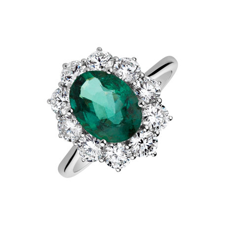 Diamond ring with Emerald Princess Joy