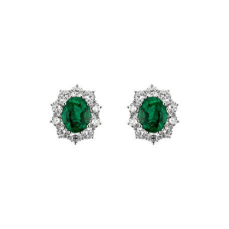 Diamond earrings with Emerald Princess Joy