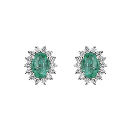 Diamond earrings with Emerald Princess