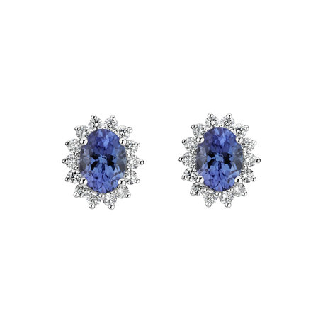 Diamond earrings with Tanzanite Princess