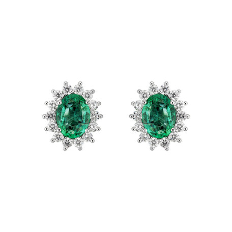 Diamond earrings with Emerald Princess