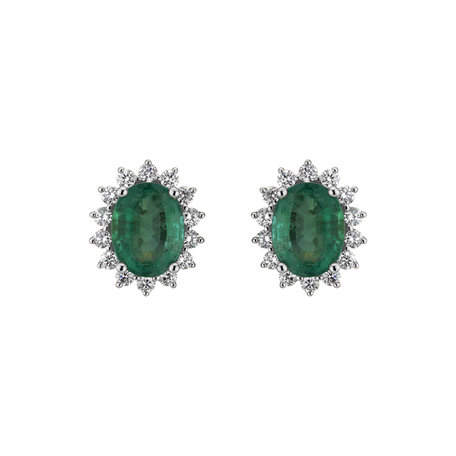 Diamond earrings with Emerald Princess