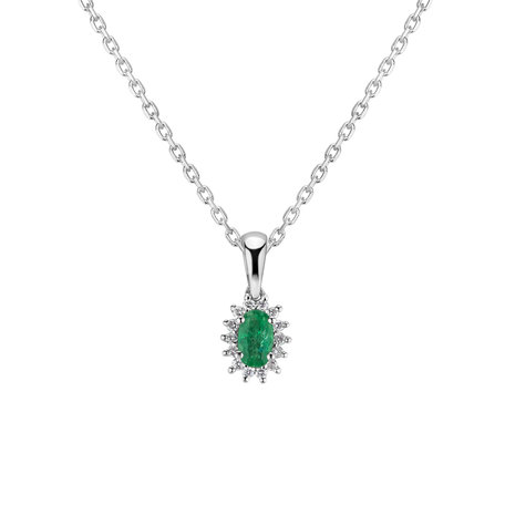 Diamond pendant with Emerald Princess