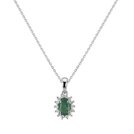 Diamond pendant with Emerald Princess