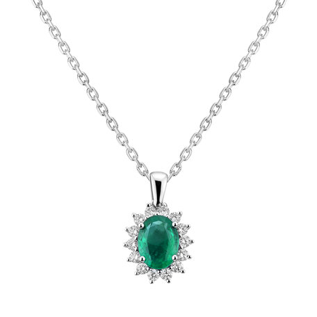 Diamond pendant with Emerald Princess