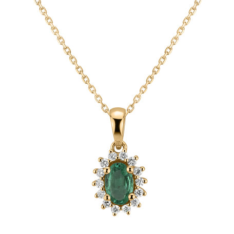 Diamond pendant with Emerald Princess