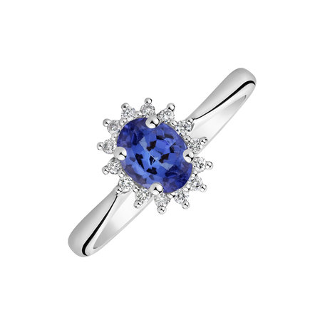 Diamond ring with Tanzanite Princess Sparkle