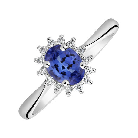 Diamond ring with Tanzanite Princess