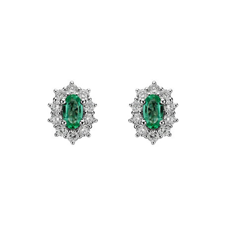 Diamond earrings with Emerald Princess