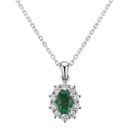 Diamond pendant with Emerald Princess