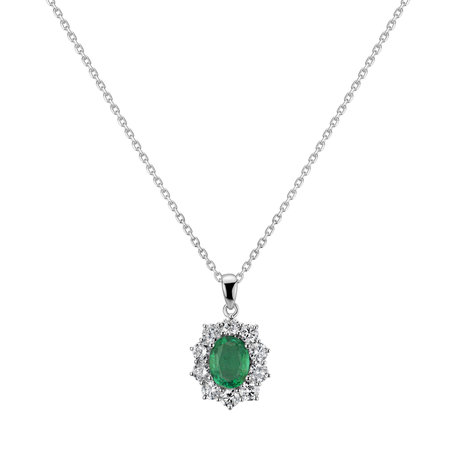 Diamond pendant with Emerald Princess