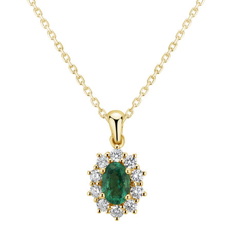 Diamond pendant with Emerald Princess