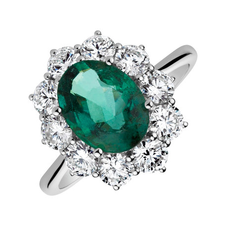 Diamond ring with Emerald Princess