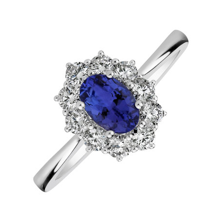 Diamond ring with Tanzanite Princess