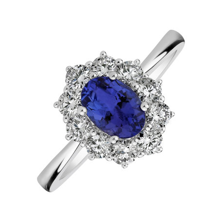 Diamond ring with Tanzanite Princess