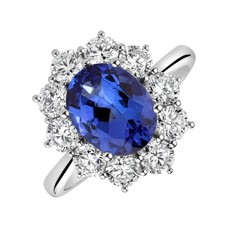 Diamond ring with Tanzanite Princess