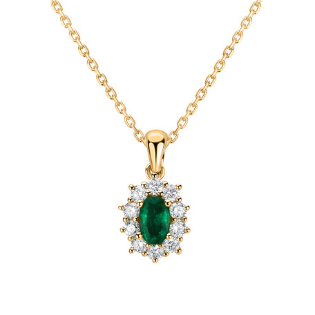 Diamond pendant with Emerald Princess