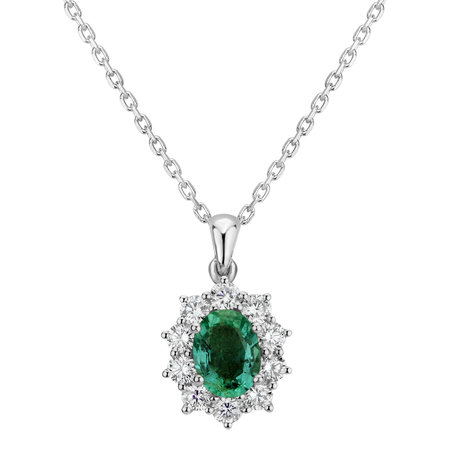 Diamond pendant with Emerald Princess