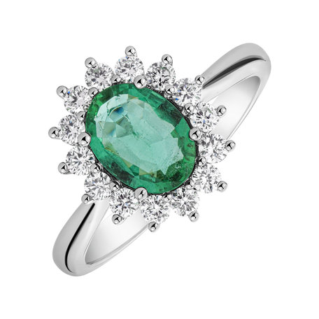 Diamond ring with Emerald Princess