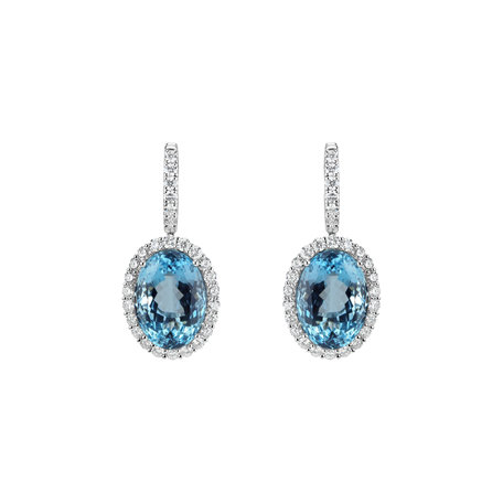 Diamond earrings with Aquamarine Royal Hope