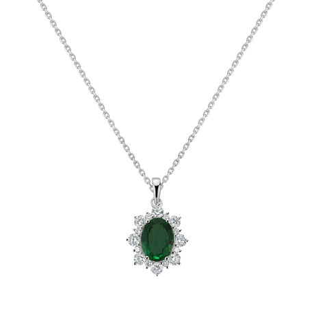 Diamond pendant with Emerald Royal Aurora