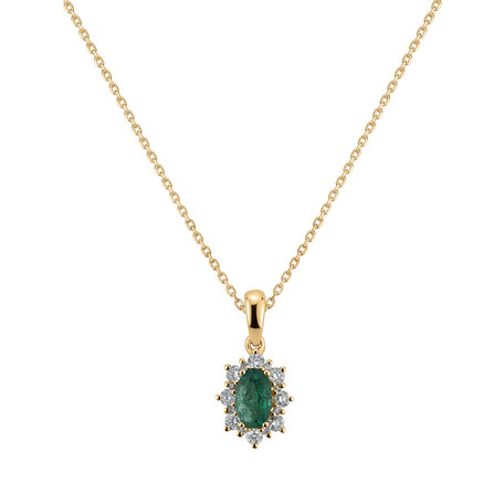 Diamond pendant with Emerald Royal Aurora