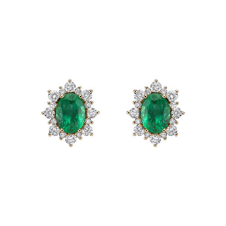 Diamond earrings with Emerald Mary Magdalene