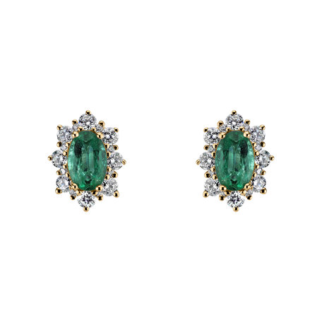 Diamond earrings with Emerald Mary Magdalene