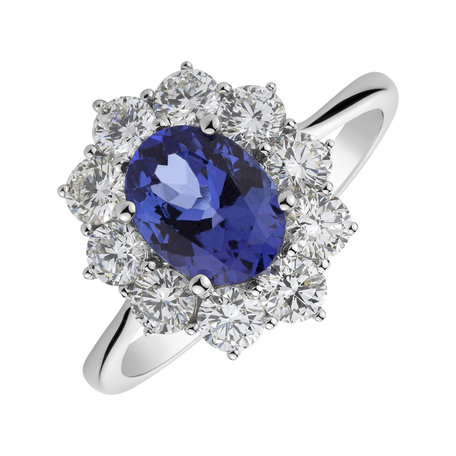 Diamond ring with Tanzanite Princess