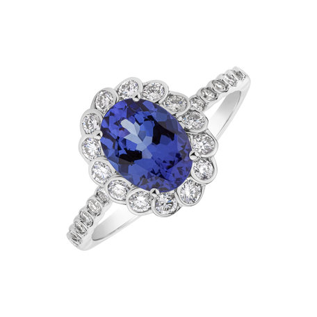 Diamond ring with Tanzanite Princess Glamour