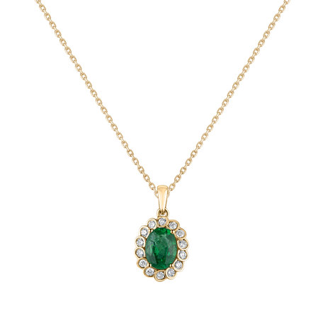 Diamond pendant with Emerald Glamour Princess