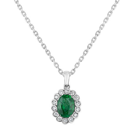 Diamond pendant with Emerald Princess