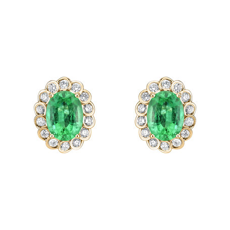 Diamond earrings with Emerald Glamour Princess