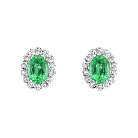 Diamond earrings with Emerald Princess