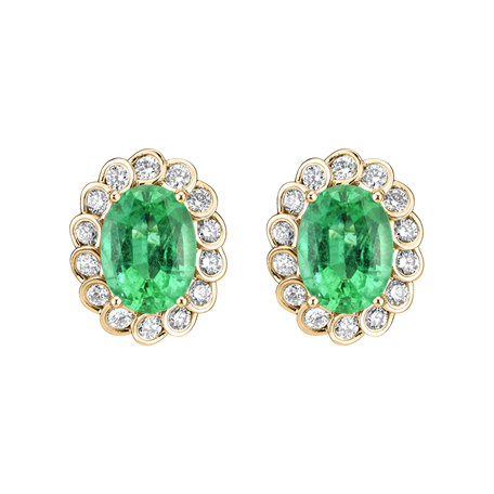 Diamond earrings with Emerald Princess