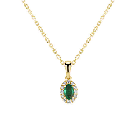 Diamond pendant with Emerald Princess