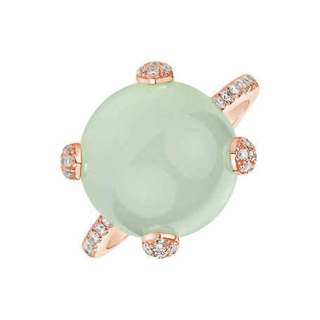 Diamond ring with Chalcedony Divine Drop