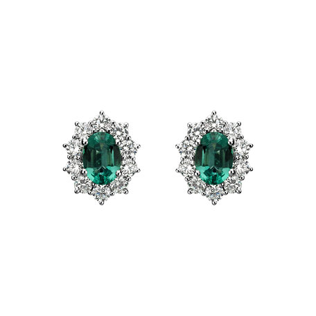 Diamond earrings with Emerald Princess