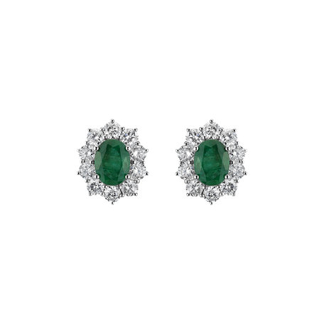 Diamond earrings with Emerald Princess