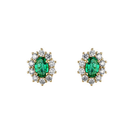 Diamond earrings with Emerald Princess